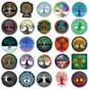 50pcs Tree of Life Graffiti Trend Totem Waterproof Stickers for Water Bottles, Skateboards, and Suitcases