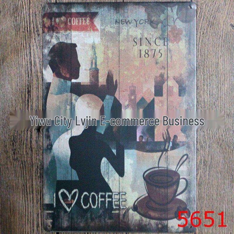 Vintage Coffee Tin Sign for Restaurant or Home Decor