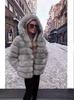 Women's Mid-Length Imitation Fox Fur Coat - Long Sleeve European & American Fashion Warm Overcoat