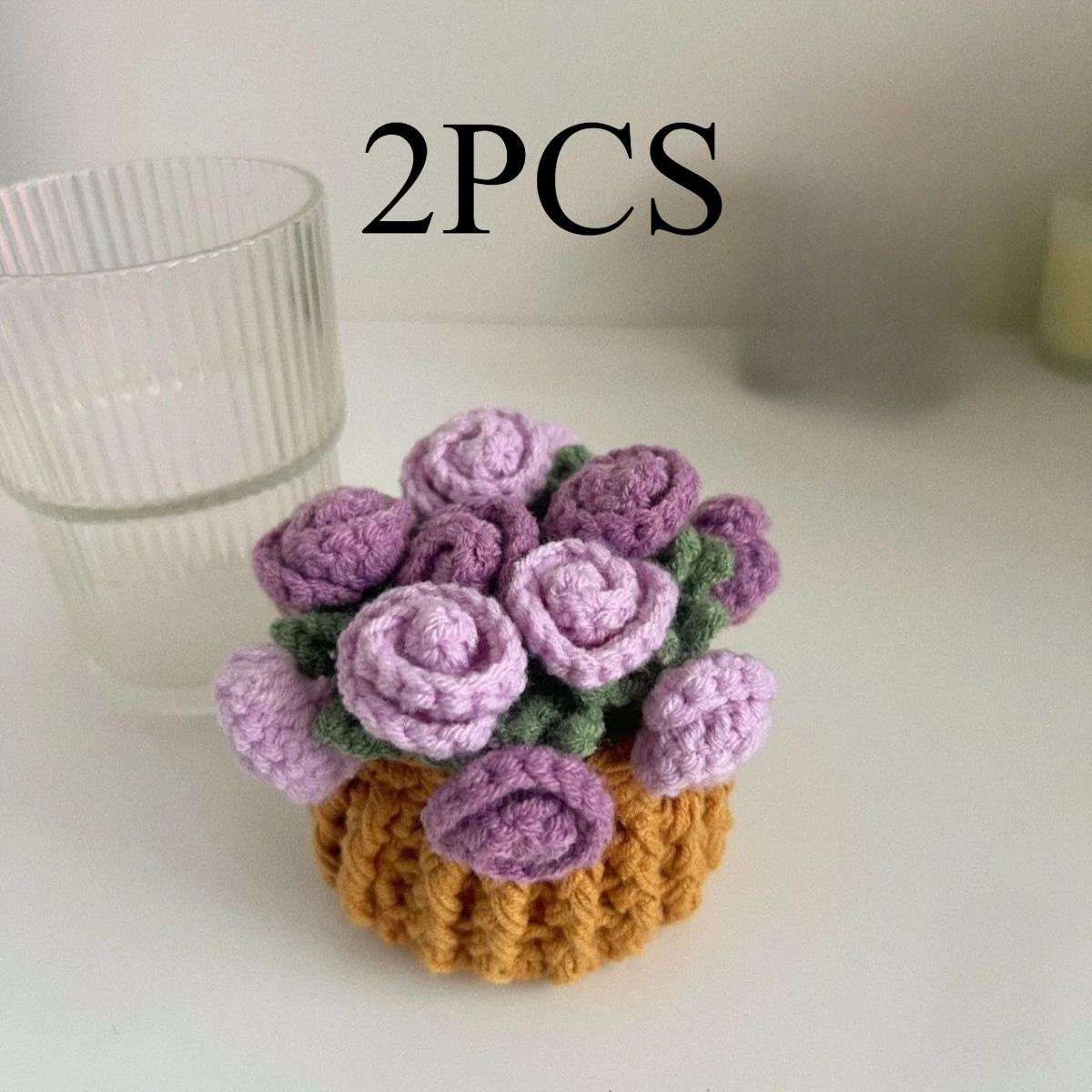 

1 PC Handmade Yarn Crochet Rose Coasters, Finished Insulation Pads, Desktop Ornaments, Creative Crochet Holiday Gifts