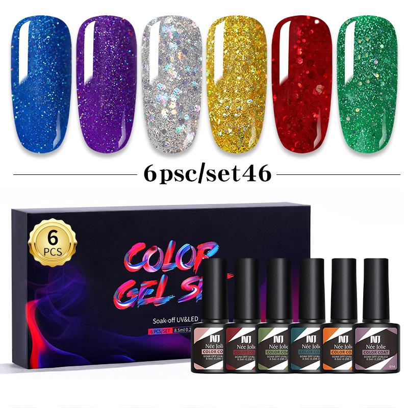 Nail Polish Glue Set 8Ml 6 Bottles Boxed Nail Art Barbie Glue Japanese Nail Color Glue Phototherapy Glue