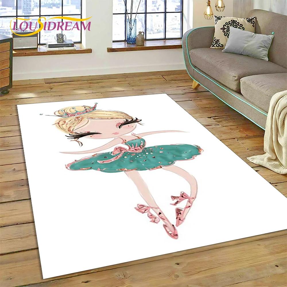 Cute Dream Ballet Girl Ballerina Fairy Carpet Rug for Bedroom Living Room Home Sofa Decoration,Child Game Large Decor Floor Mat