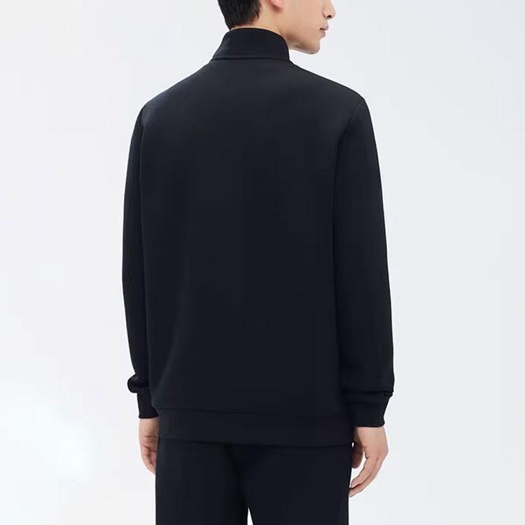 Anta Gładka dzianinowa kurtka casual z logo dla mężczyzn Kurtki Podstawowa-Czarna 152347741-2