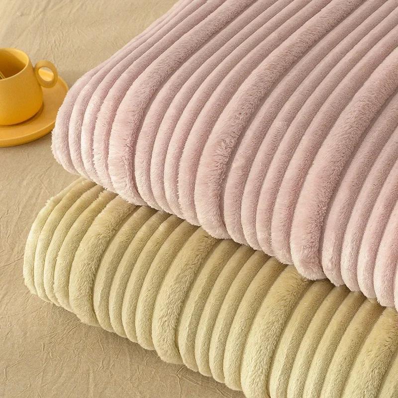 2024 new 310g high gram weight Class A milk fleece mother and child striped jacquard blanket coral fleece