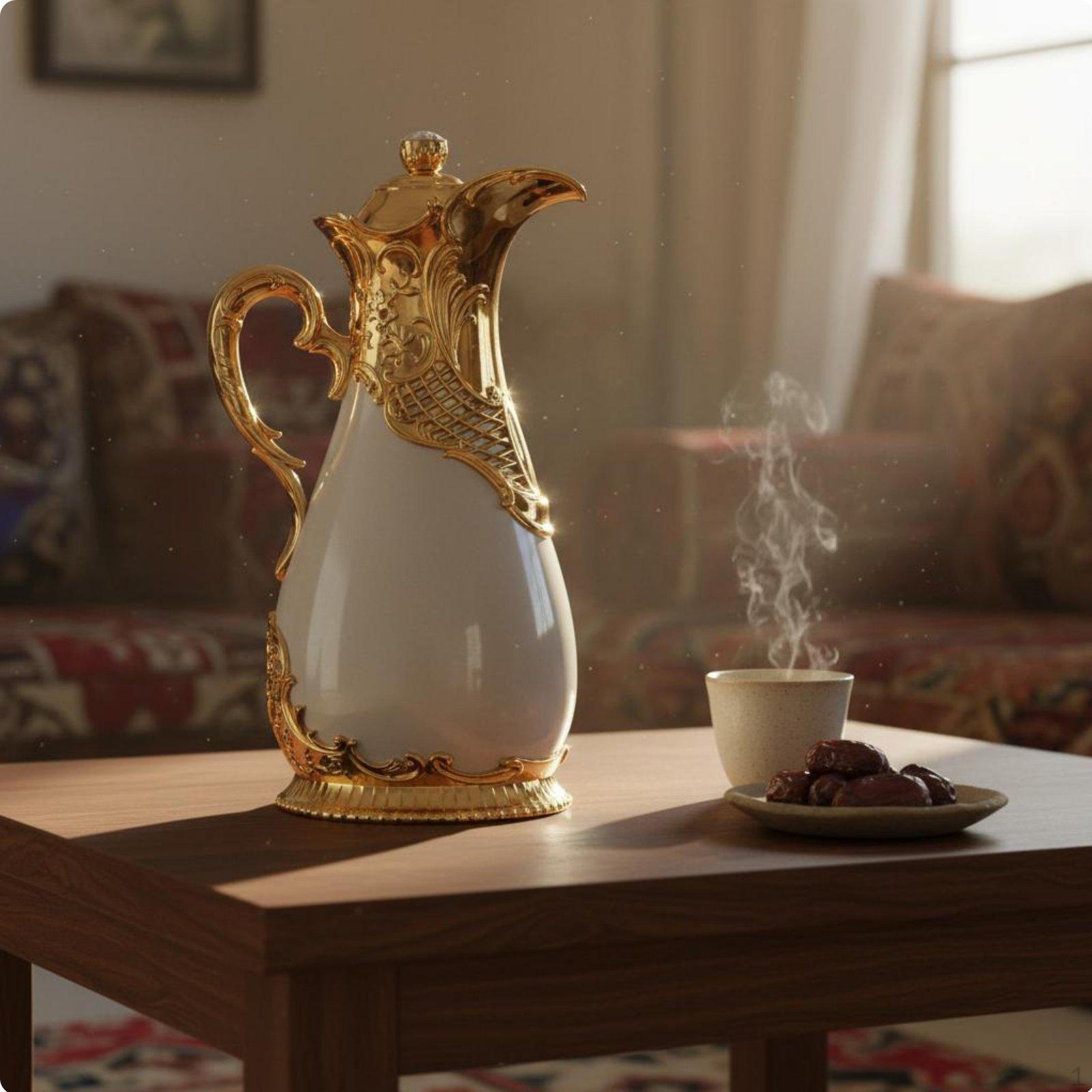 Arabian Style Thermal Carafe Glass Liner Ornate Insulated Coffee Pot Long Insulation Middle Eastern