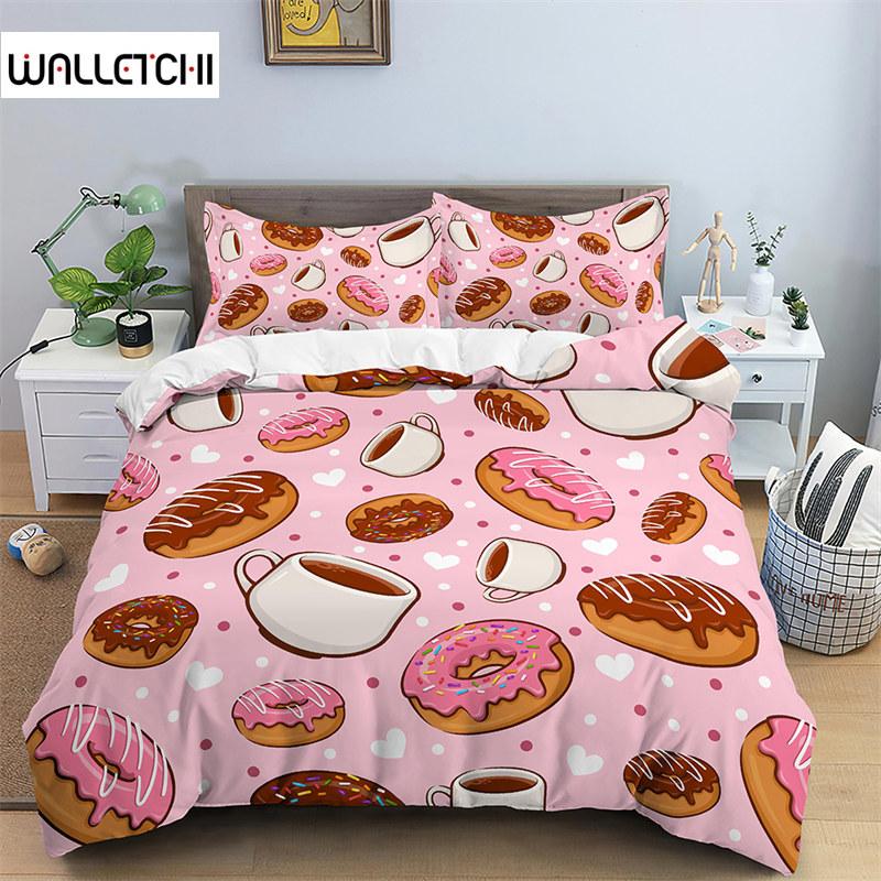

Hamburger Bedding Set Snack Pattern Duvet Cover Twin King For Kids Adults Decor Microfiber 3D Donut Quilt Cover With Pillowcases EU single(135x200cm)
