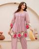 Women Designer Cotton Top Tunic Kurta Pant Set Indian Bollywood Party Wear Cord Set