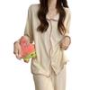 TeMibery Lyric Pajamas Long Top and Bottom Loose Cute Top and Casual Loungewear Set for and Winter Women's - V-Neck, Sleeve, Open-Front Set,