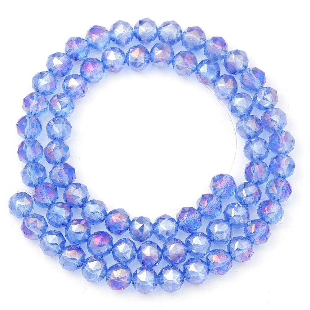 1 Strand 8mm Faceted Crystal Beads Transparent Colored Loose Spacer Round Glass Beads DIY Earrings Bracelet Jewelry Accessories