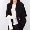Șal elegant din amestec de lână cu bordură din dantelă, stil coreean, cardigan wrap pentru femei