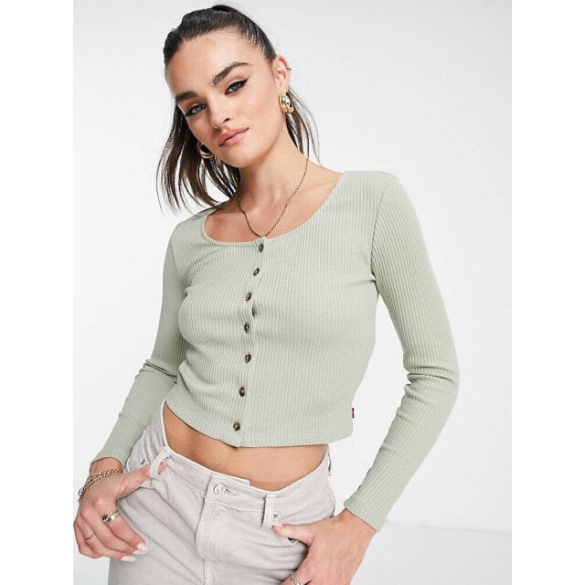 

Levi s button through crop top in sage green
