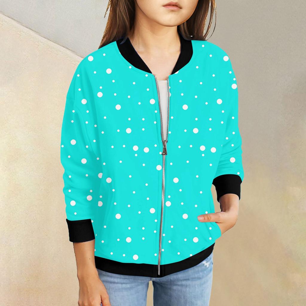 Girls Zip Up Jackets Kids Fall Long Sleeve Sweatshirts Outerwear With Pockets 5-15Years