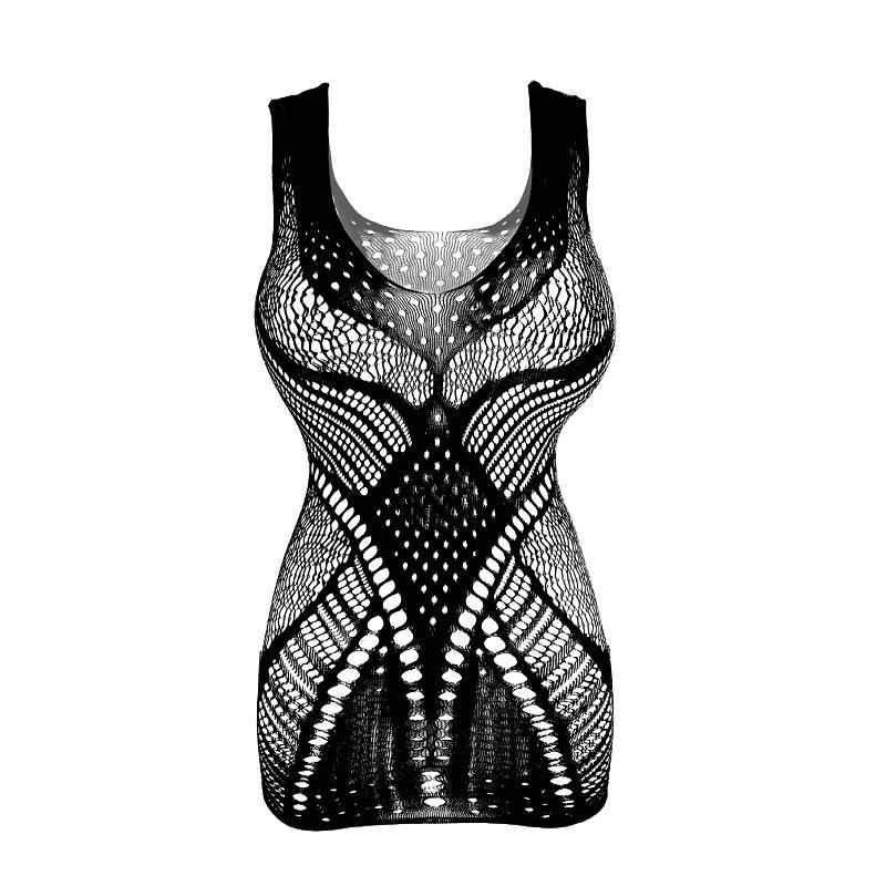 Sex underwear European and American large size vest halter sexy hollow skirt pure desire mesh pajamas set