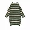 Fashionable Striped Knitted Sweater Dress for Women, Loose Fit and Lengthy, Thickened and Soft Dresses