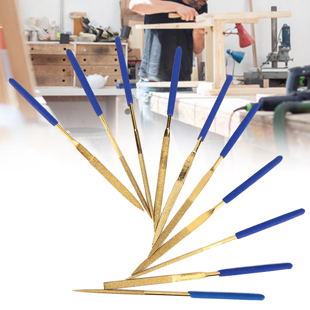 3x140mm Titanium Plated Steel Diamonds Needle Files Tools Kit for Steel Ceramics Filing
