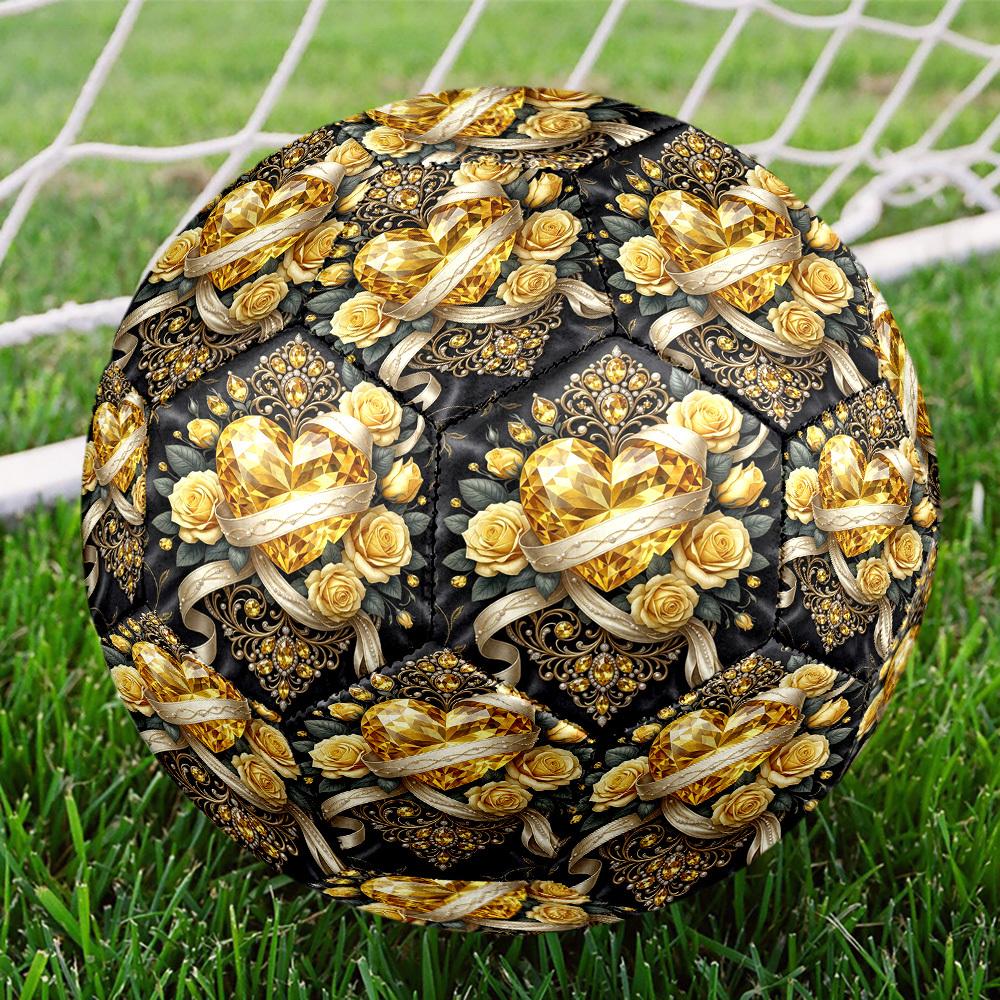 1pc Golden Heart Romance Size 5 Soccer Ball Professional Match Training Football Indoor &Outdoor Sports Ball Training Ball Lightweight Durable Y56