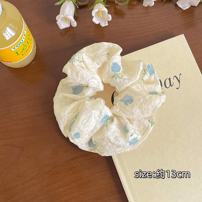 Simple flower mesh, checkered fat intestine ring, hair band, fashionable and versatile head flower temperament, headgear, hair accessories
