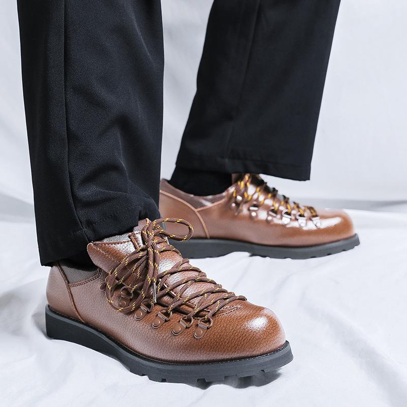 Męskie buty Oxford ze skóry dzielonej do pracy, codzienne, płaskie, designerskie, antypoślizgowe, wygodne, modne, outdoorowe, do wędrówek