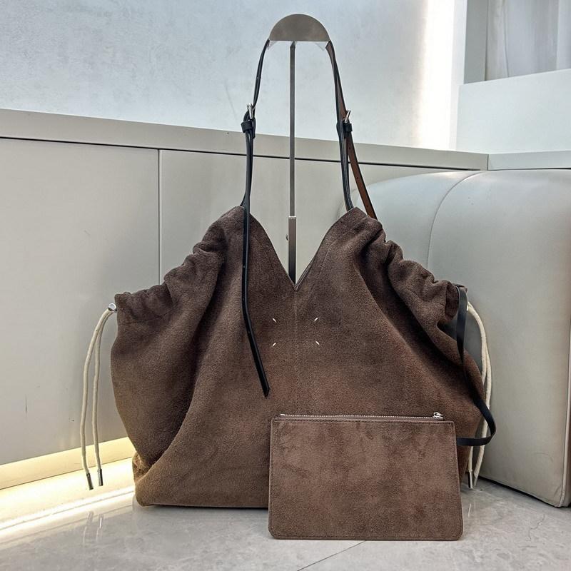 New first-layer cowhide leather suede matte tote bag vegetable basket handbag shoulder messenger bag women's bag