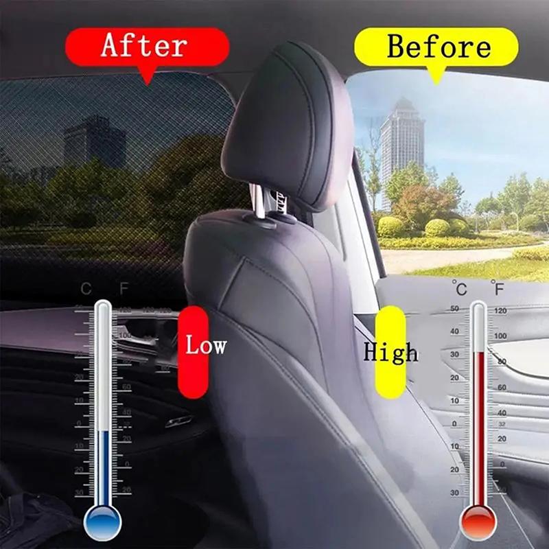 4 Pcs Car Window Shades, Stretchy Mesh Front Rear Side Window Sun Shades For Heat Block Uv Protection