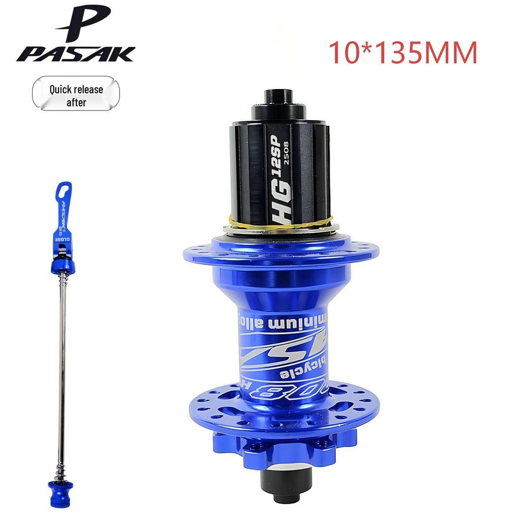 32-Hole Mountain Bike Rear Hub, Four-Bearing, Quick Release Thru-Axle, Six-Bolt Disc Brake, Six-Pawl Cassette Freehub