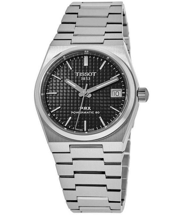 Montre unisexe Tissot PRX T-Classic Powermatic 80 avec cadran noir automatique T137.207.11.051.00 100M