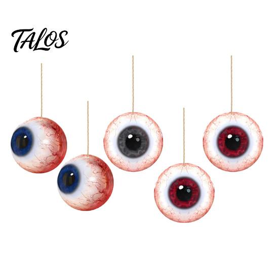 Halloween Wall Hanging 6Pcs Wooden Decoration, Ghost Pumpkin Eyeball Indoor Outdoor Decor Ornament with Rope, Spooky Holiday Party Pendant
