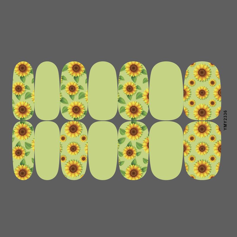 Bright Sunflower Waterproof Nail Stickers - Long-Lasting, Cute, Full-Cover Ins Style