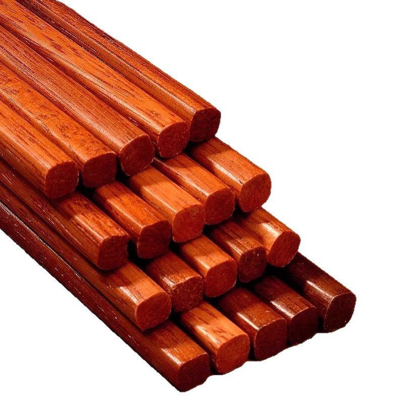 Natural Red Sandalwood Chopsticks: Unlacquered, Unwaxed, Anti-Mildew, Anti-Slip, Solid Wood for Kitchen Use.