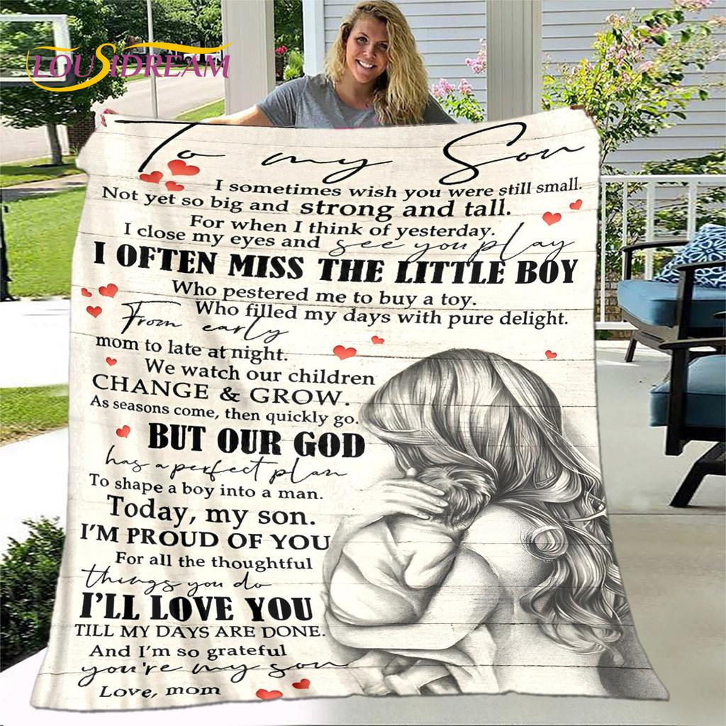 To My Son Plush Lion Wolf Eagle Dragon Quilt Blanket,Flannel Blanket Throw Blanket for Living Room Bedroom Bed Sofa Gift for Son