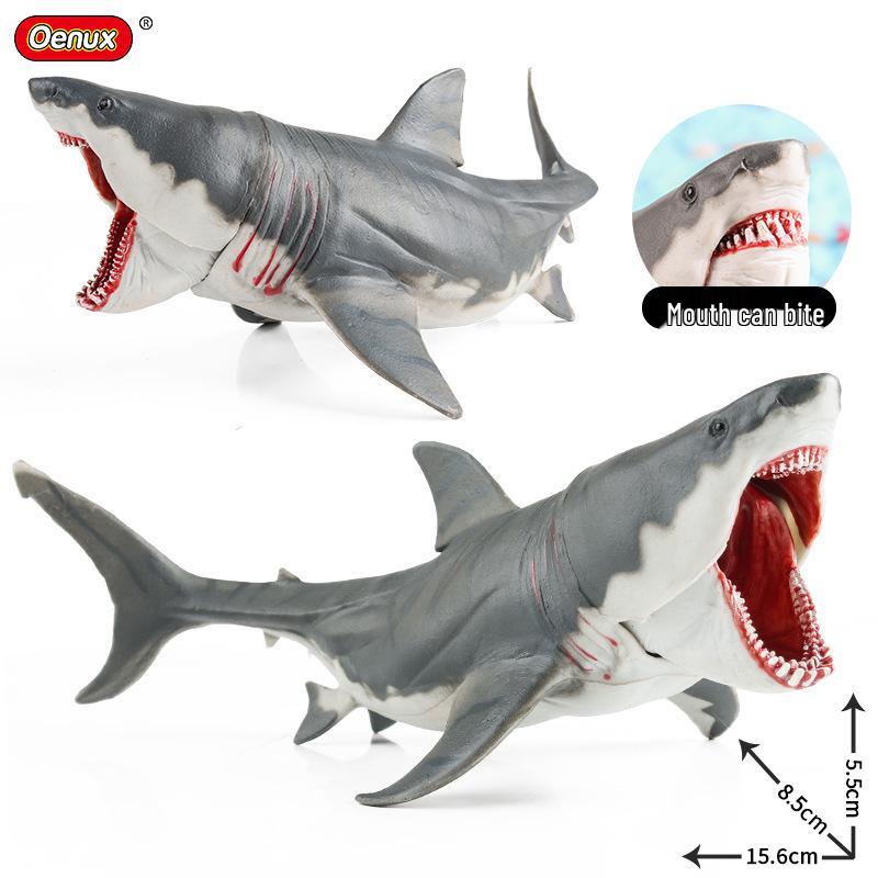 Megalodon and Great White Shark Model Toy - Marine Life Animal Ornament for Kids