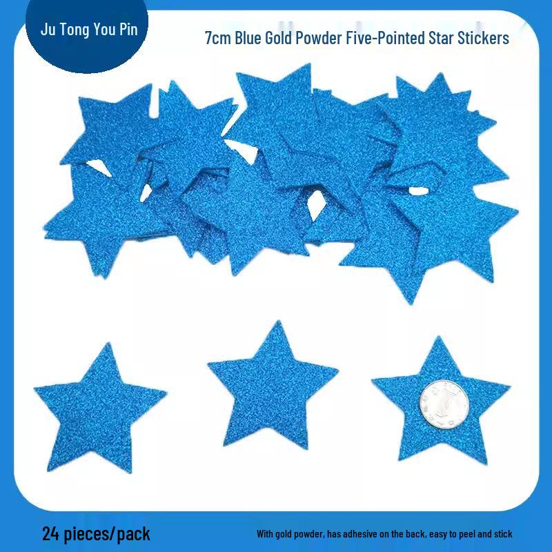Gold Glitter Five-Pointed Star Foam Stickers for Kindergarten - Small EVA Geometric Shapes