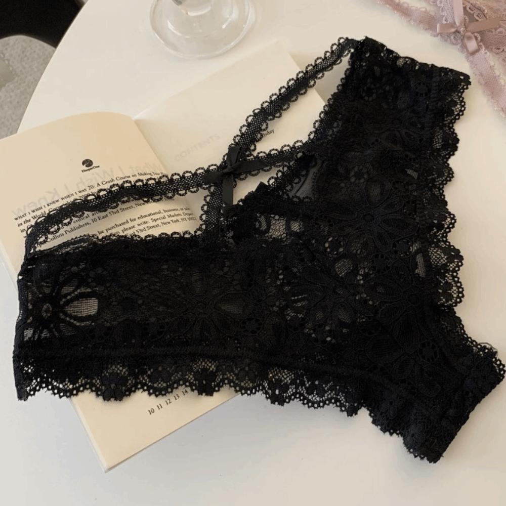 Fashion Bow Lace Flower Panties Low Waist Hollow Lace Mesh Briefs Transparent French Style Briefs Gifts