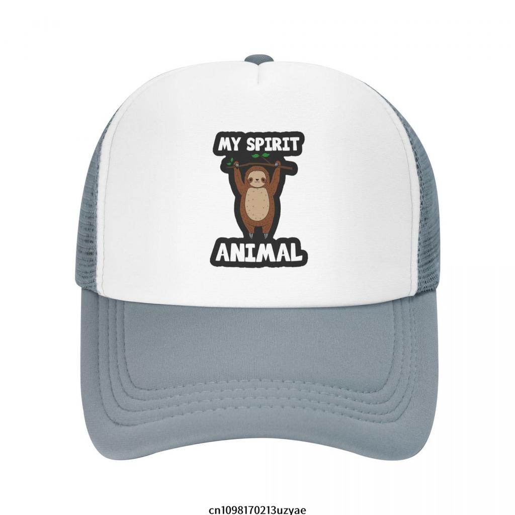 Sloth Spirit Animal Trucker Hat Polyester Mesh Back Adjustable Cap for Outdoor Casual Wear