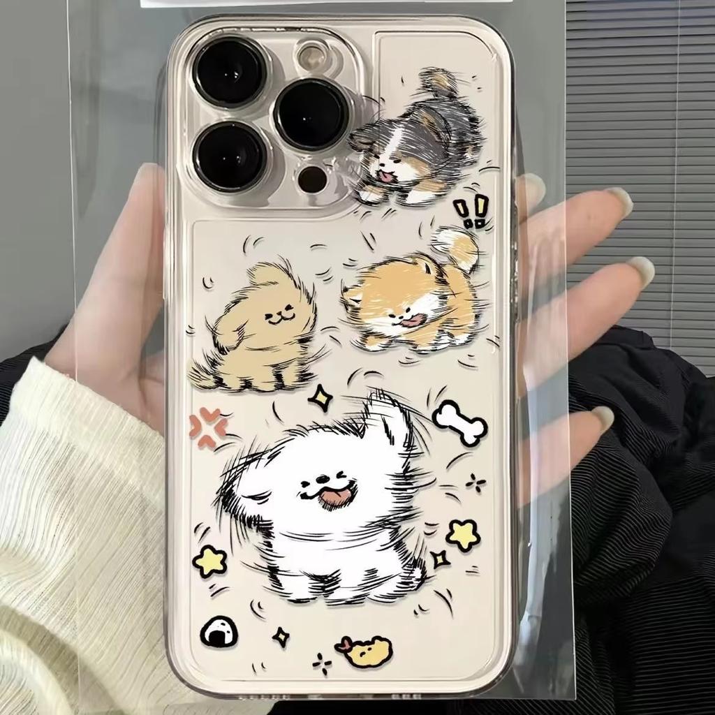 A Lively Little Dog Phone Case for Couples Lovers for iPhone 17 Air 11 12 13 Mini 14 Plus 15 16 Pro Max X XR Cartoon Dog Cover