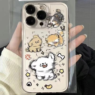 Plush Puppy Phone Case For IPhone 17e 16e Air 11 17 12 13 14 Plus 15 16 ProMax Cartoon Dog Couples Lovers Shockproof Clear Cover