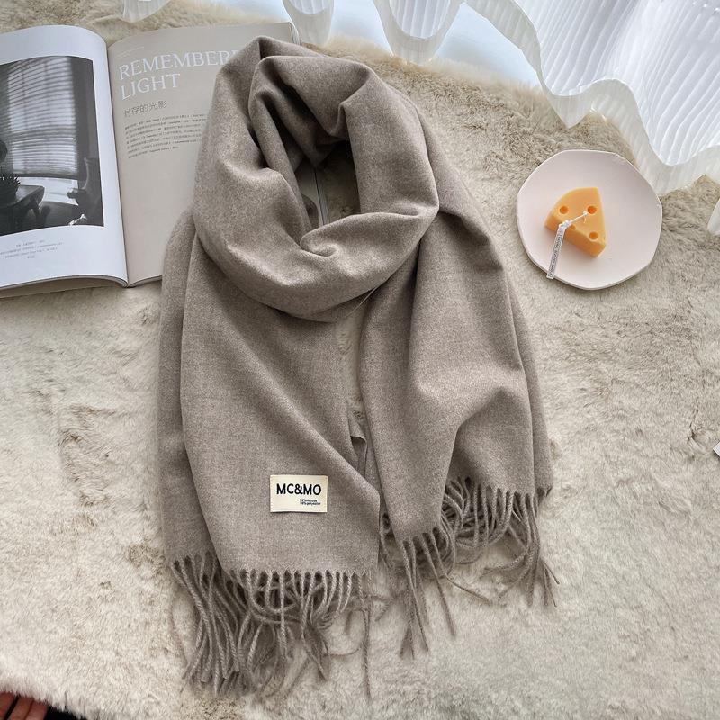Solid color imitation cashmere scarf women's winter men's couple shawl dual-purpose warm long thickened