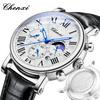 CHENXI Top Brand Men's Quartz Watches Transparent Movement Multifunctional Waterproof Luminous Leather Strap Men's Watch