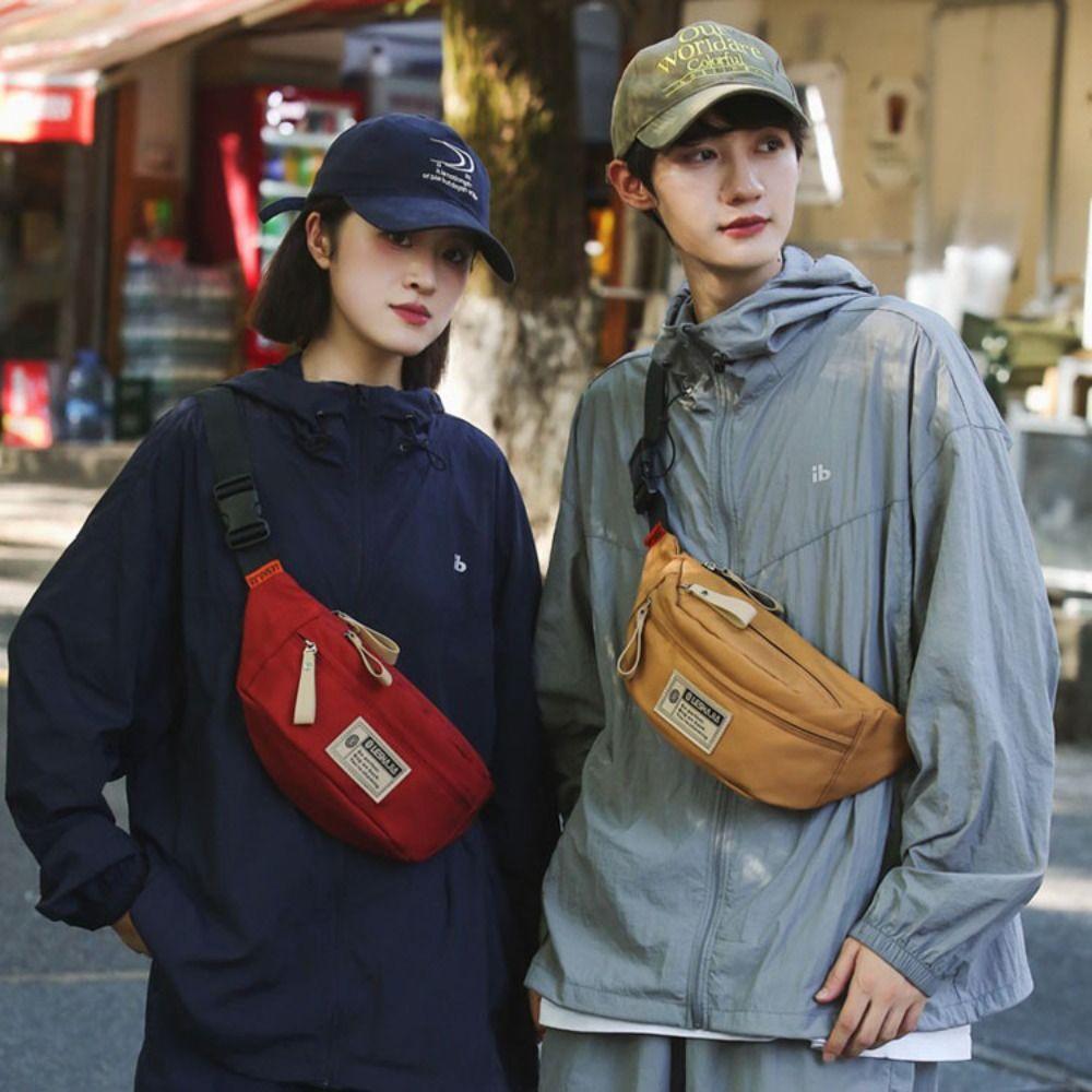 Solid Color Crossbody Chest Bag Nylon Waist Bag Chest Bags Japanese Harajuku Crossbody Bags Men