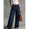 Women's High Rise Wide Leg Pants Loose Fit Solid Color Linen Palazzo Trousers Casual Commute Straight Leg Pants