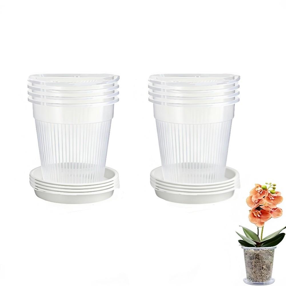 Transparent Orchid Flower Pot Clear Orchid Pot Built-in Drainage Holes Monitor Root Growth For Repotting Orchids