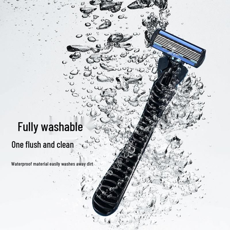 6-Layer Ultra-Thin Men's Razor with Replaceable Anti-Scratch Heads
