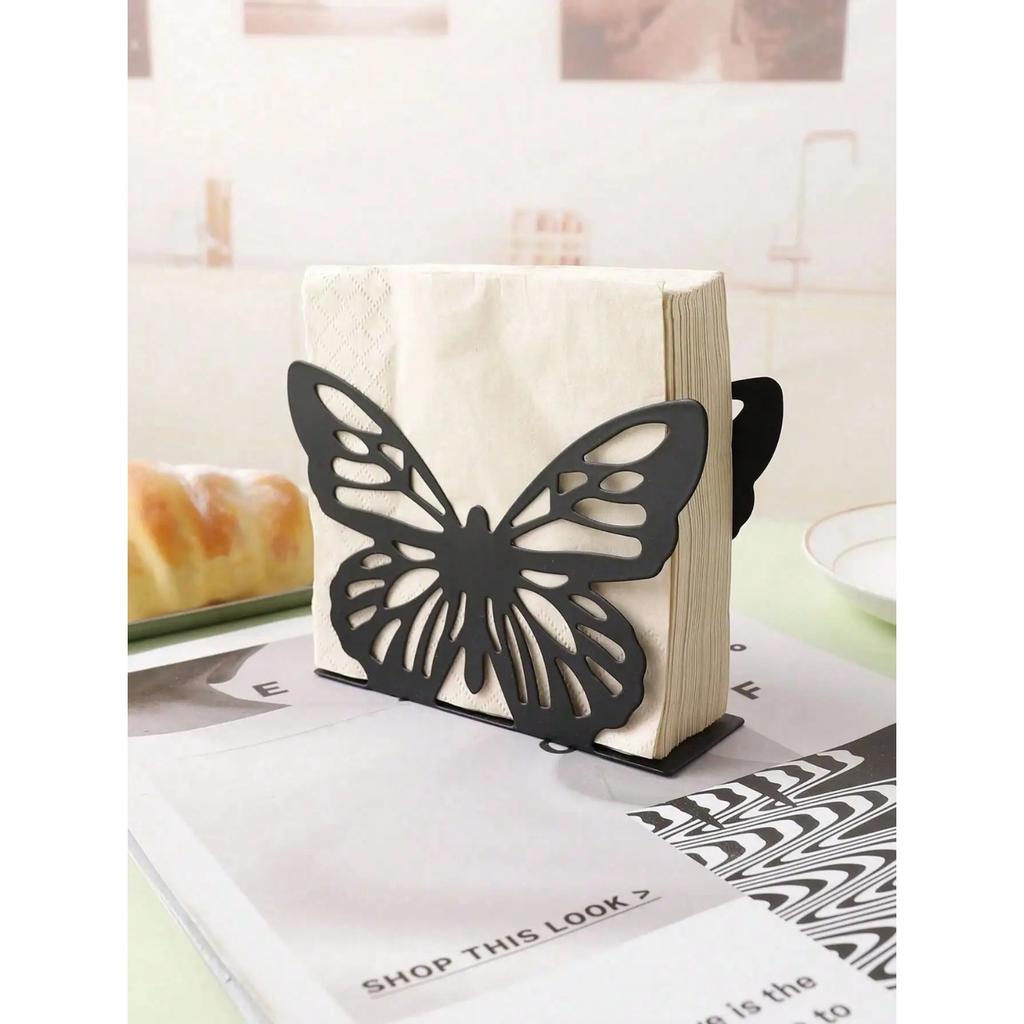 Hollow Butterfly Shaped 1pc Metal Out Napkin Holder Personalized Tissue Paper Organizer
