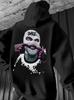 Robber graffiti print hooded sweater couple high street hiphop vintage mopping casual top