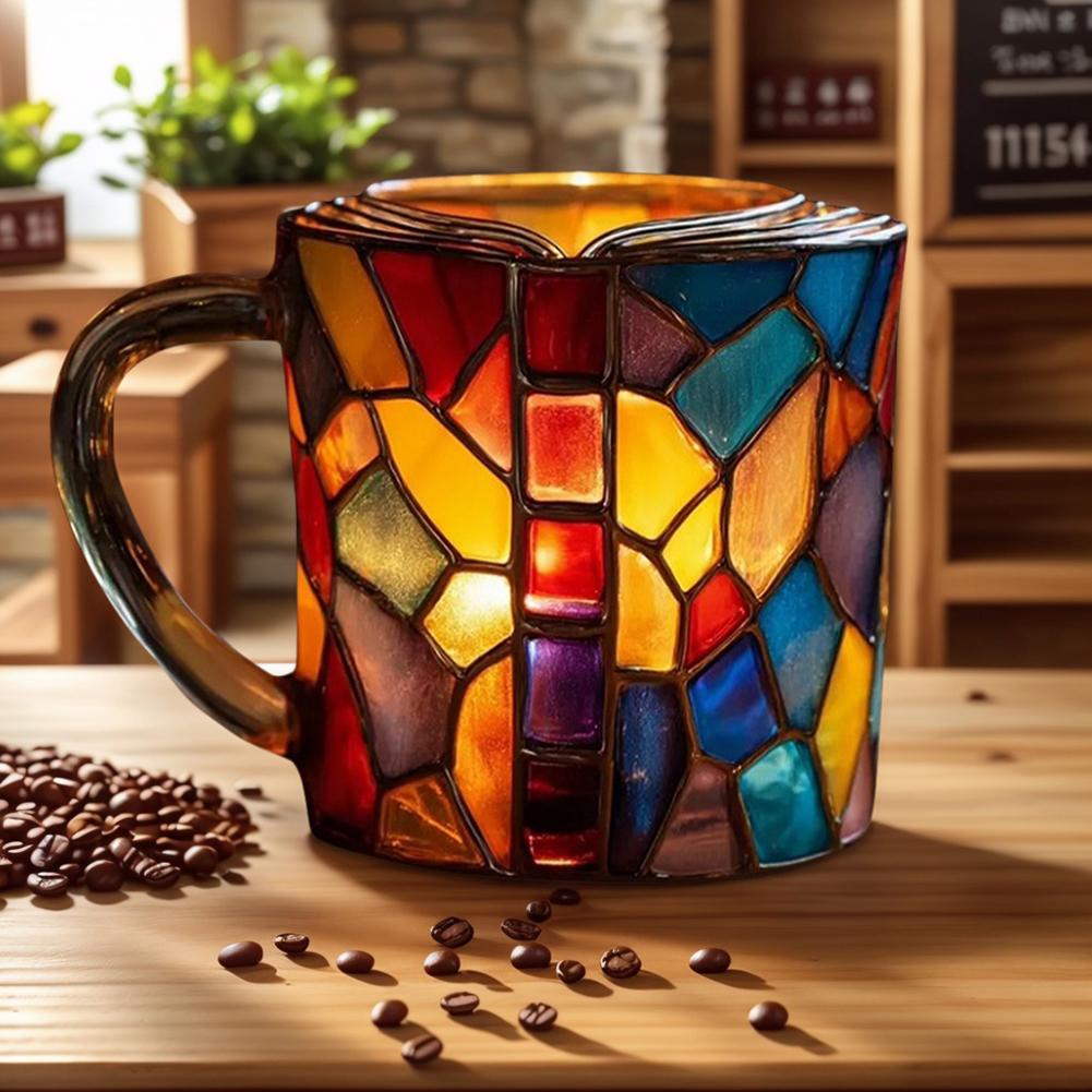 Painted Book Mug Unique 3D Book Stack Coffee Mug Colored Glass Books Coffee Mug for Literature Lovers Collection Gifts