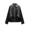 Spring New Arrival Women's Clothing Loose Artificial Leather Poly Urethane Leather Jacket Outwear 3046540 3046376