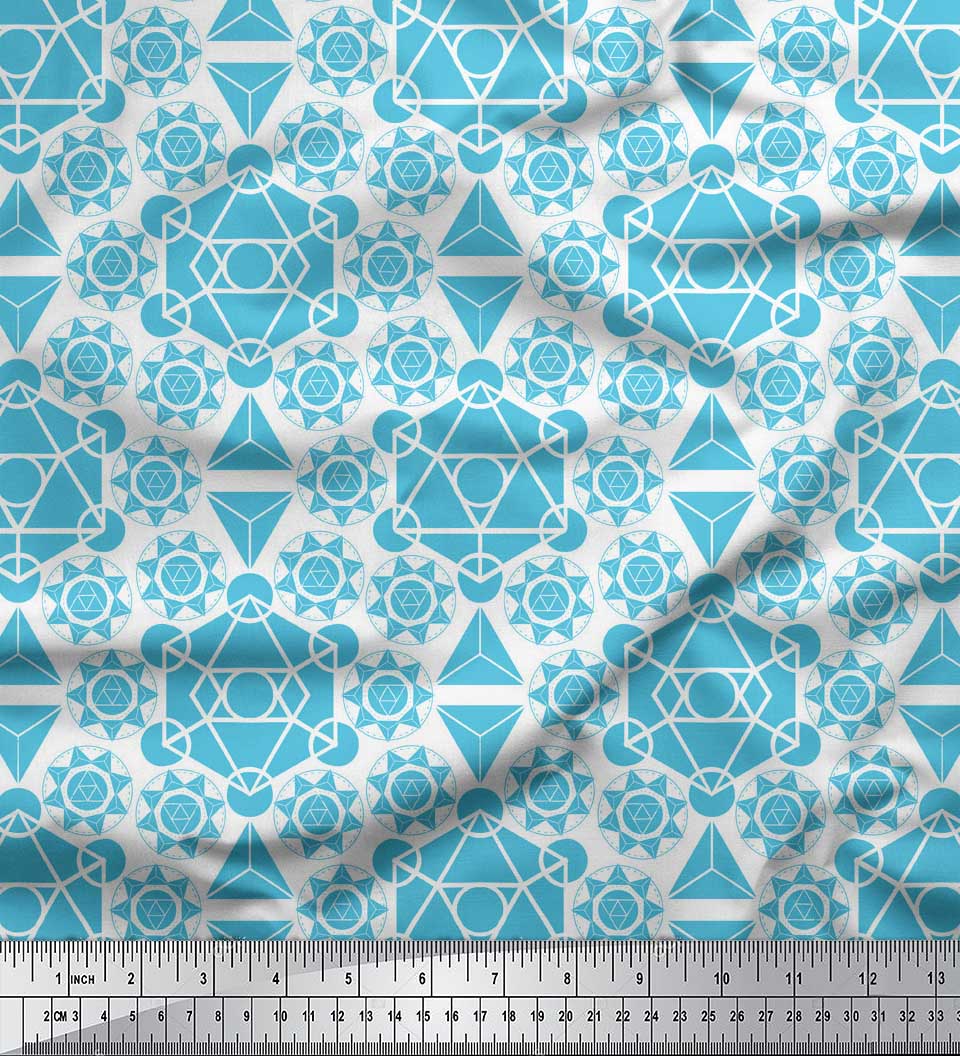 

Soimoi Black Japan Crepe Satin Fabric Sacred Geometric Fabric Prints By metre 42 Inch 42 Inch Wide - Poly Crepe синій