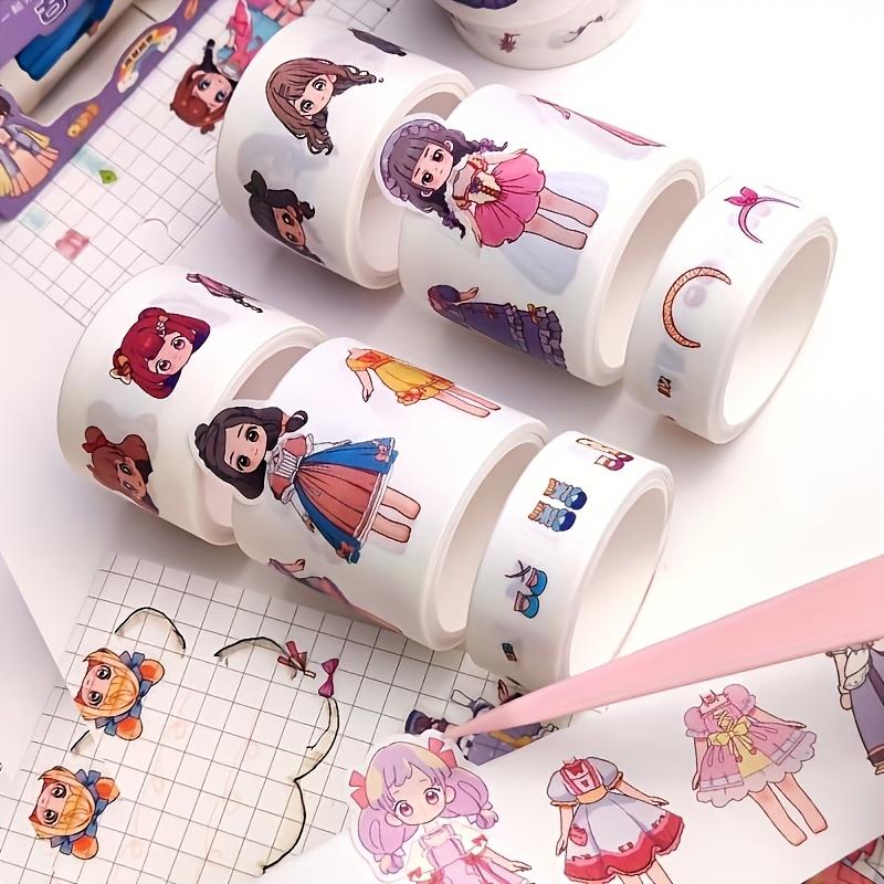 2packs,Cartoon Princess Dress-Up Sticker Rolls - DIY Decorative Tape, Suitable for Scrapbooks, Diaries and Crafts, Self-Adhesive
