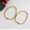 18K Gold-Plated Pastel Green Smiling Face Bead Elastic Bracelet for Women