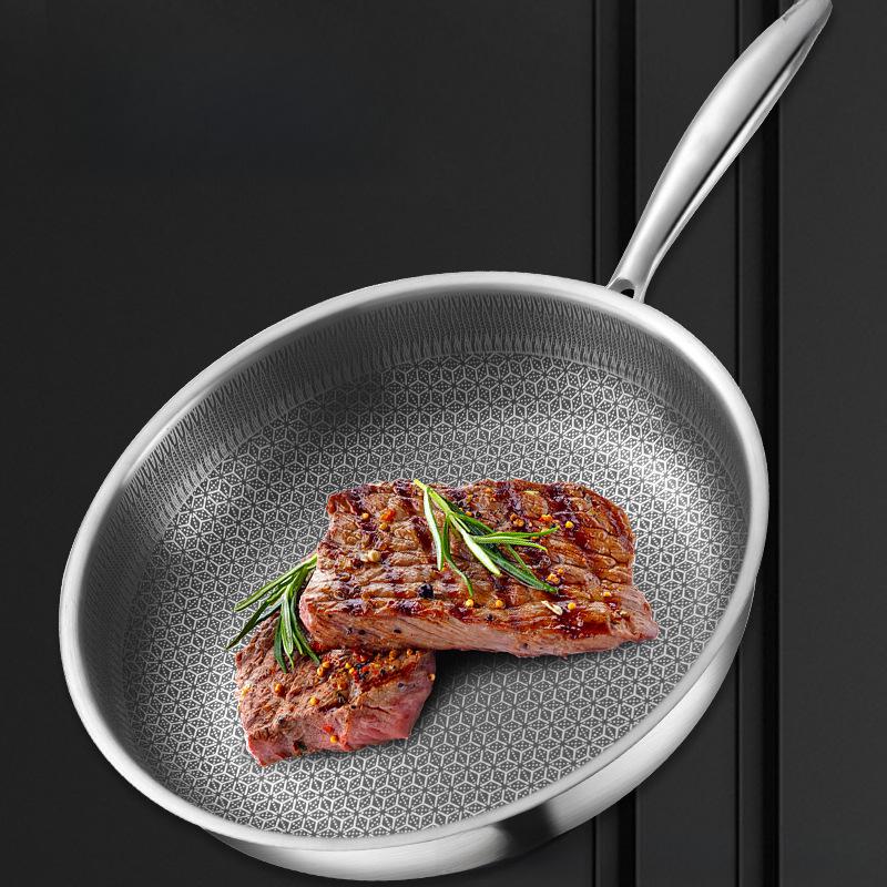 Stainless Steel Non-Stick Honeycomb Frying Pan for Steaks & Pancakes